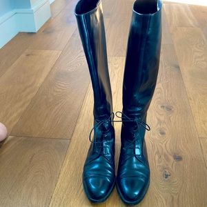Salvatore Ferragamo Lace Up Tall Boots